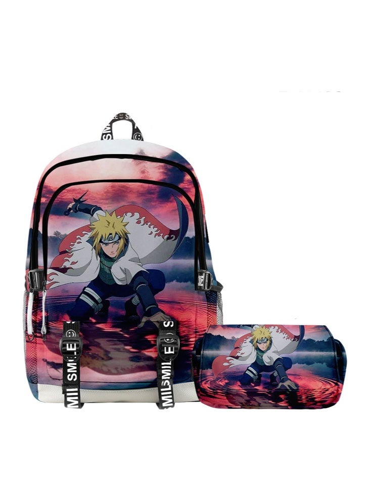 Naruto backpack + double-layer pencil case two-piece suit men and women leisure sports travel backpack student school backpack - Image 1