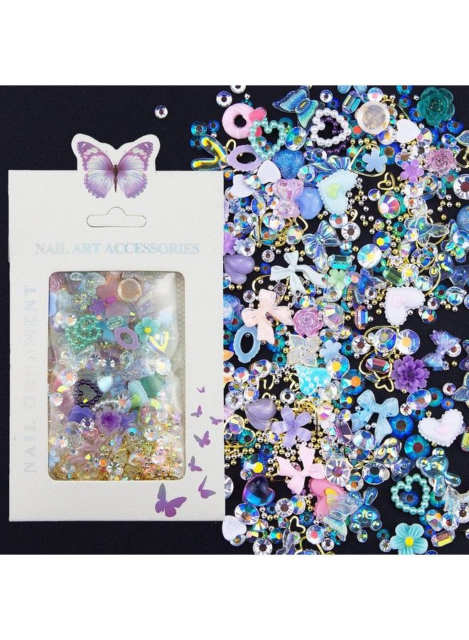 CESUSME 3D Mix Assorted Color Nail Charms Acrylic Multi Shapes Color Heart Flower Bowknot Cute Nail Charms Hollow Pearls Nail Rhinestones Charms For Nail Art Manicure Diy Crafts Accessories - Image 2
