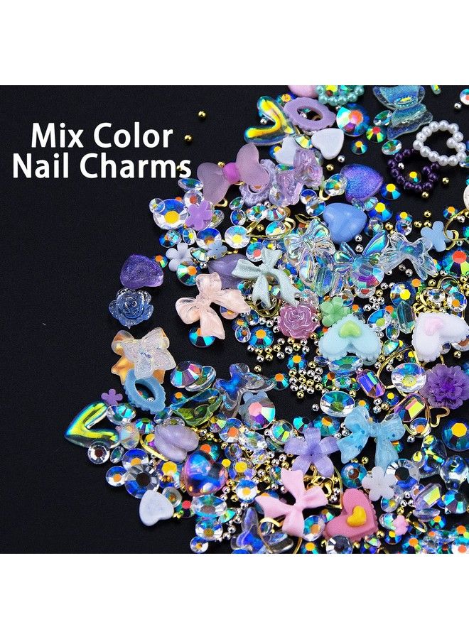 CESUSME 3D Mix Assorted Color Nail Charms Acrylic Multi Shapes Color Heart Flower Bowknot Cute Nail Charms Hollow Pearls Nail Rhinestones Charms For Nail Art Manicure Diy Crafts Accessories - Image 3
