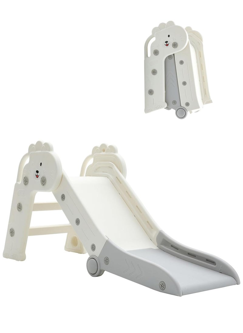Funz Kids Slide for Toddlers Age 1 to 2 Years Foldable Toddler Slide Indoor Outdoor Freestanding Baby Slide Easy to Store and Set Up White  - Image 2