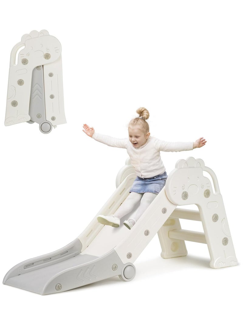 Funz Kids Slide for Toddlers Age 1 to 2 Years Foldable Toddler Slide Indoor Outdoor Freestanding Baby Slide Easy to Store and Set Up White  - Image 1