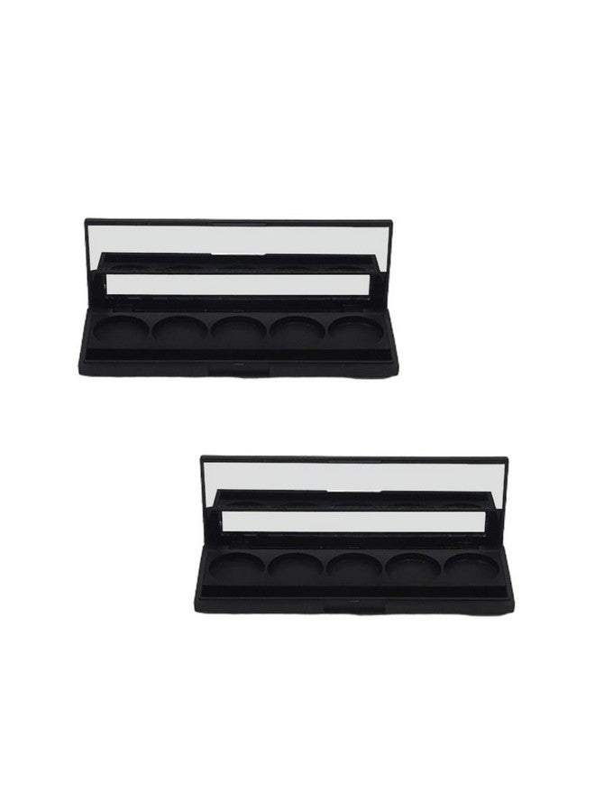 Beaupretty Makeup Palettes Makeup Palettes 2Pcs Empty Magnetic Eyeshadow 5 Colors With Mirror Make Up Container Cosmetics Organizer For Travel Women Trip Black Black Eyeshadow Black Eyeshadow - Image 2