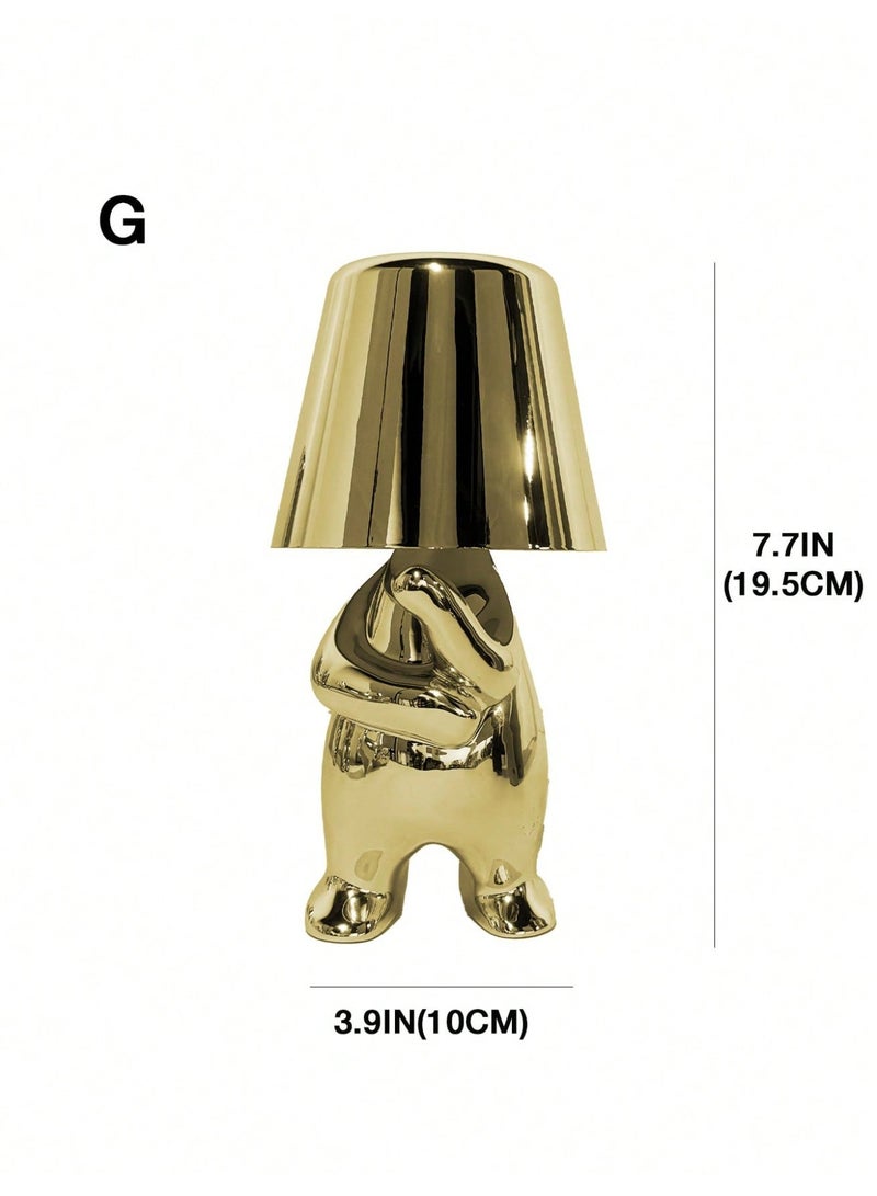 Little Golden Man Night Light, Cordless LED Table Lamp with Touch Sensor, 3-Level Dimming & Rechargeable Battery, Creative Decorative Desk Light for Home Office, Bedroom, Living Room, Unique Gift for Friends - Image 2