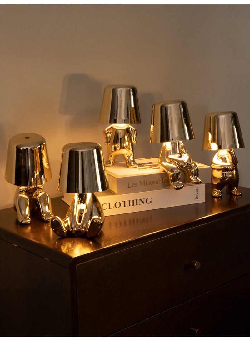 Little Golden Man Night Light, Cordless LED Table Lamp with Touch Sensor, 3-Level Dimming & Rechargeable Battery, Creative Decorative Desk Light for Home Office, Bedroom, Living Room, Unique Gift for Friends - Image 3