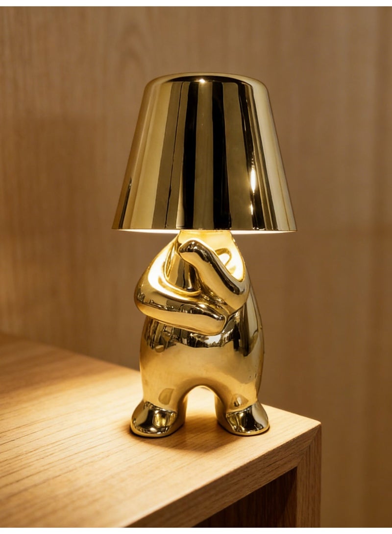 Little Golden Man Night Light, Cordless LED Table Lamp with Touch Sensor, 3-Level Dimming & Rechargeable Battery, Creative Decorative Desk Light for Home Office, Bedroom, Living Room, Unique Gift for Friends - Image 1