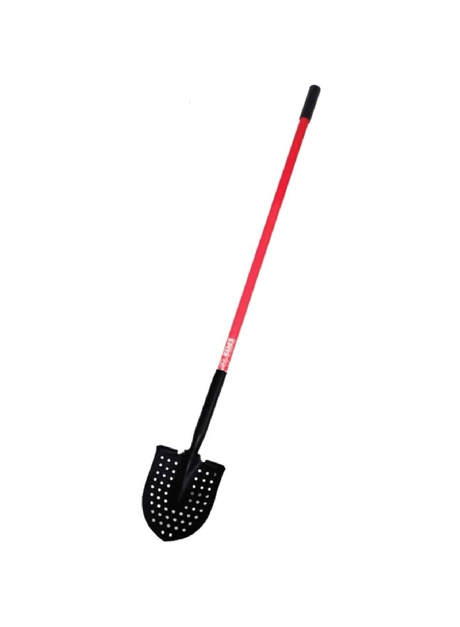 14-Gauge Round Point Mud Shovel with Fiberglass Long Handle Red and Black 58.25 x 9 x 6 Inch 92705