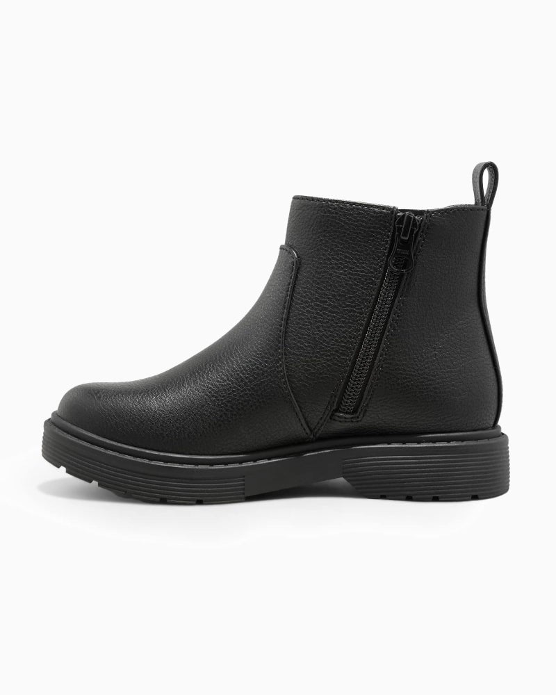 Coutgo Girls Kids Lug Sole Ankle Boots Side Zip Chunky Low Heel Slip On Winter Casual Chelsea Booties Shoes - Image 5