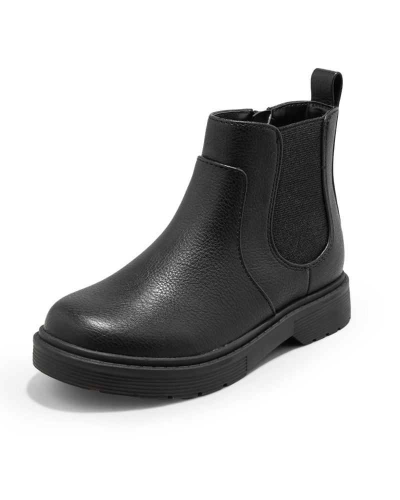 Coutgo Girls Kids Lug Sole Ankle Boots Side Zip Chunky Low Heel Slip On Winter Casual Chelsea Booties Shoes - Image 1