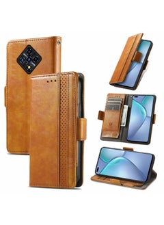 HuHa Case Cover For For Infinix Zero 8 CaseNeo Splicing Dual Magnetic Buckle Leather Case with Holder & Card Slots & Wallet(Khaki) 