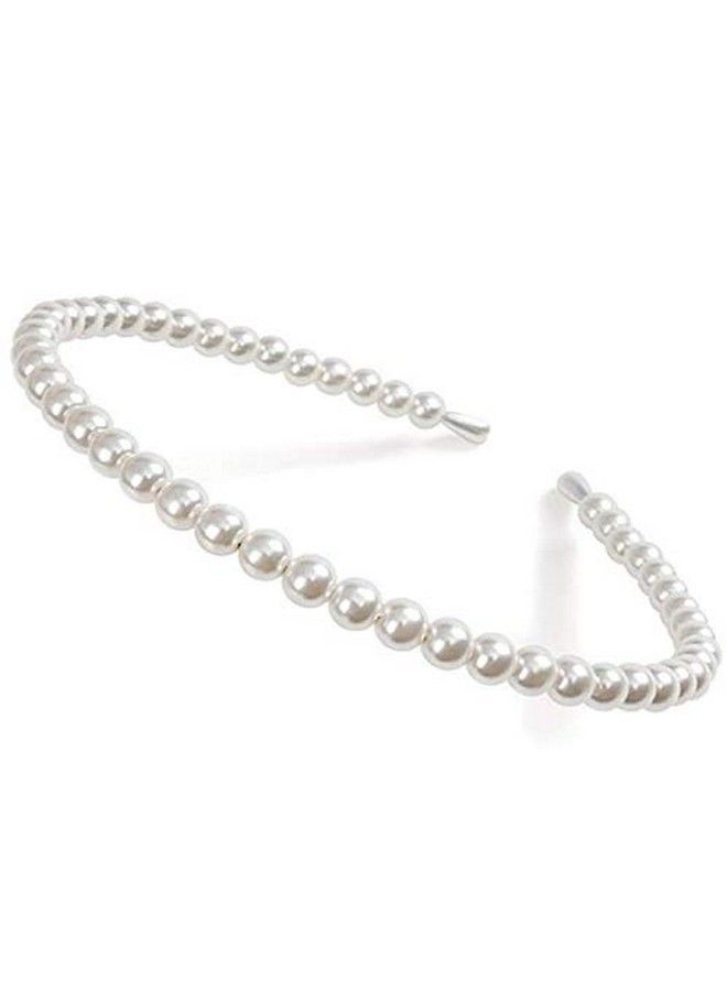 DNHCLL 2 Pcs Imitation Pearl Headband Lady Full Pearl Bead Fashion Stylish Headband Wedding Party Bridal Hair Hoop For Women Elegant 8Mm White Pearl Wedding Party Hair Accessories - Image 3