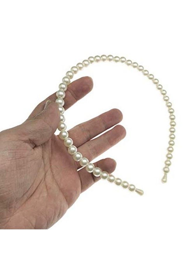 DNHCLL 2 Pcs Imitation Pearl Headband Lady Full Pearl Bead Fashion Stylish Headband Wedding Party Bridal Hair Hoop For Women Elegant 8Mm White Pearl Wedding Party Hair Accessories - Image 4