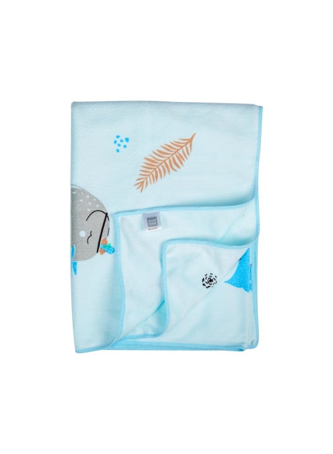 Mee Mee Baby Bath Towel – Microfiber, Ultra Soft & Quick Absorbent | Newborn, Infant & Toddler Towel | Gentle Baby Wash Cloth | 70 x 110 cm | Blue | Pack of 1