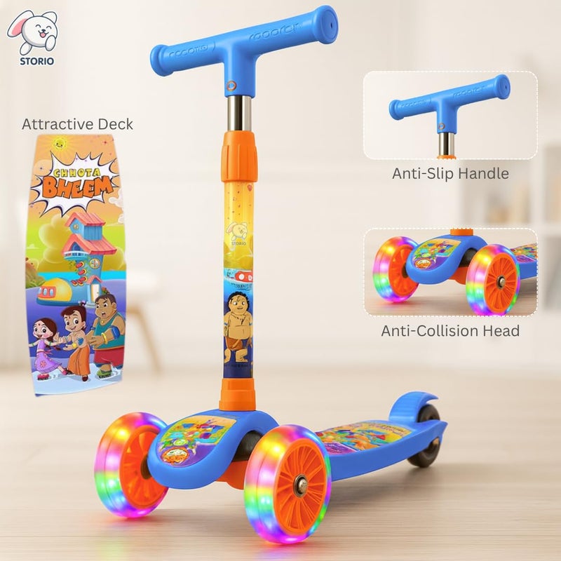 Storio سكوتر أطفال قابل للطي من شوتا بيم مع عجلات مضيئة وارتفاع قابل للتعديل | للأولاد والبنات من 3 سنوات فما فوق | سعة 50 كجم | لعبة ممتعة للركوب في الهواء الطلق - لون أزرق - Image 4