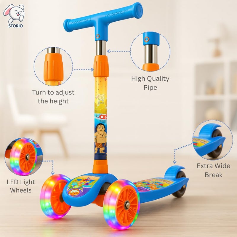Storio سكوتر أطفال قابل للطي من شوتا بيم مع عجلات مضيئة وارتفاع قابل للتعديل | للأولاد والبنات من 3 سنوات فما فوق | سعة 50 كجم | لعبة ممتعة للركوب في الهواء الطلق - لون أزرق - Image 3