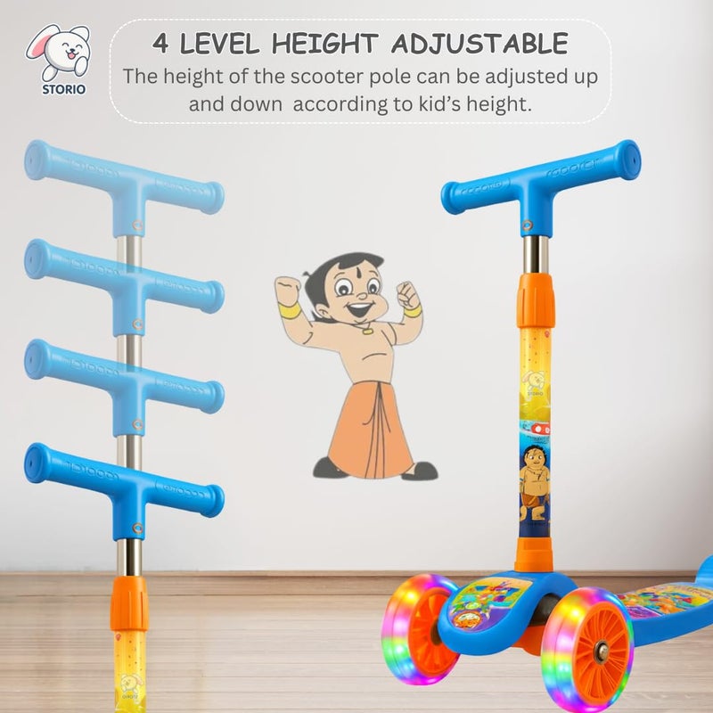 Storio سكوتر أطفال قابل للطي من شوتا بيم مع عجلات مضيئة وارتفاع قابل للتعديل | للأولاد والبنات من 3 سنوات فما فوق | سعة 50 كجم | لعبة ممتعة للركوب في الهواء الطلق - لون أزرق - Image 2