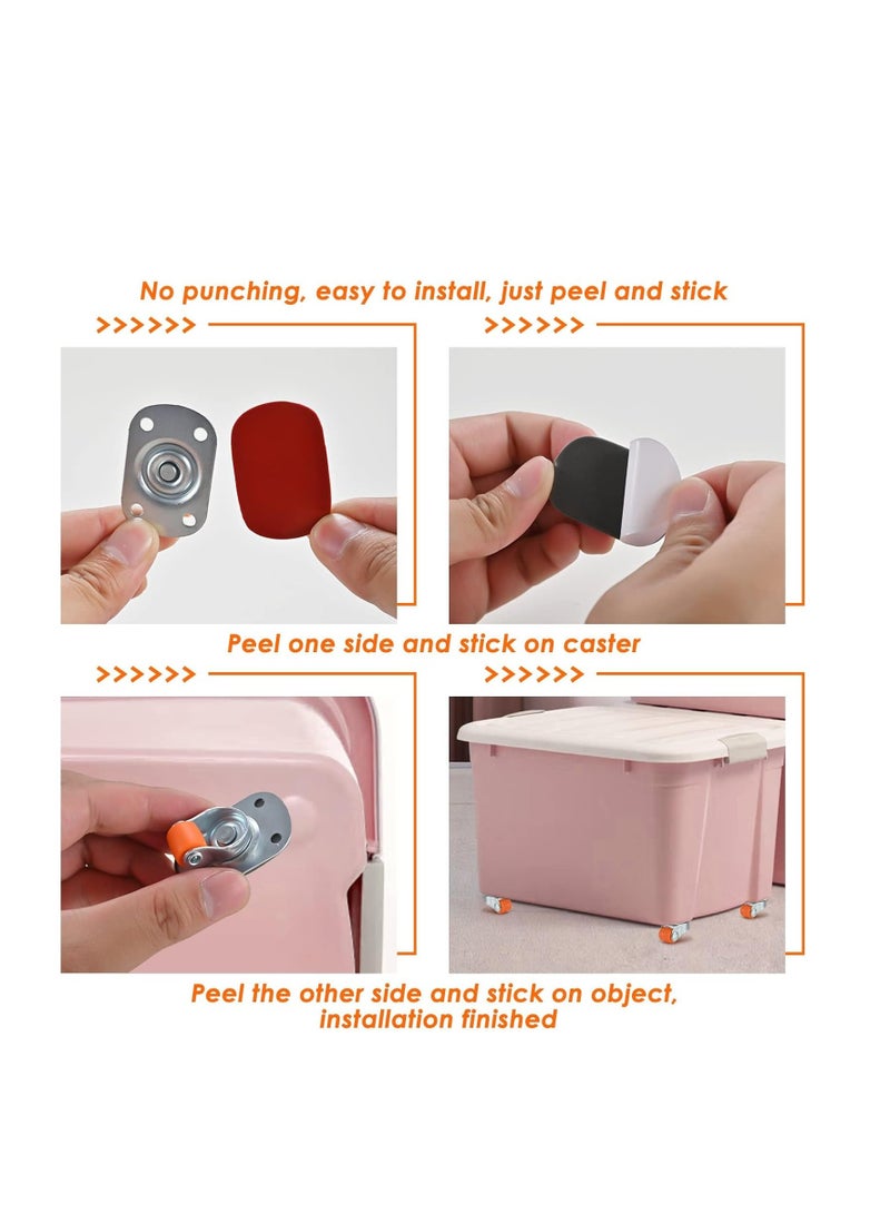Self-Adhesive Swivel Caster Wheels for Furniture, 360 Degree Rotation, Heavy Duty Nano Adhesive, 15 Lbs Load Capacity, Easy Installation, Set of 16 - Image 3