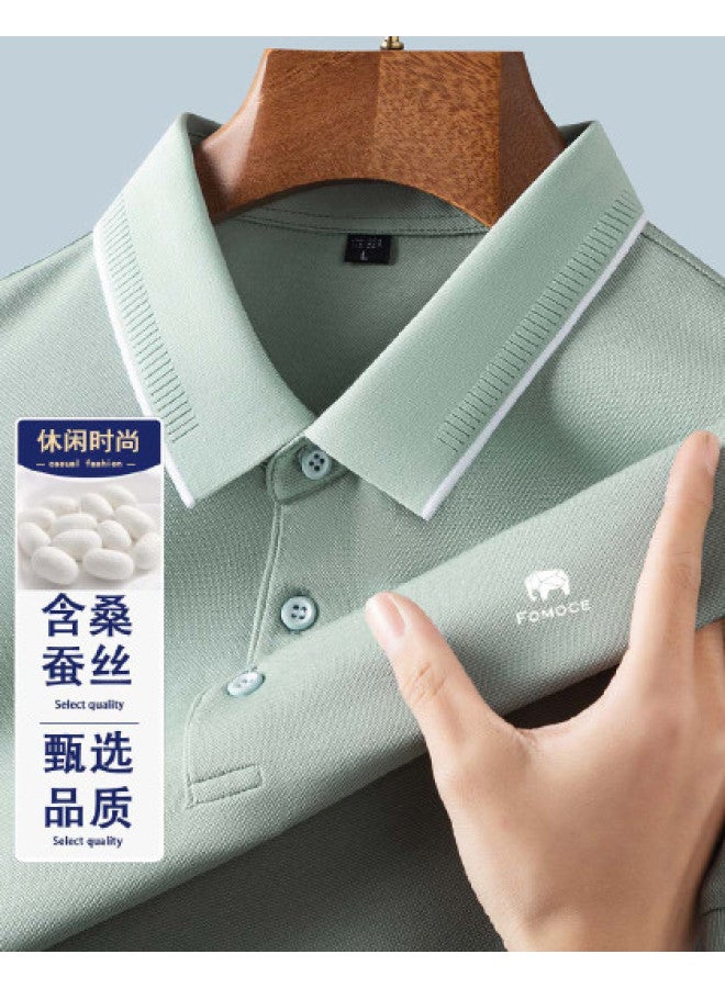Fomoce summer Smooth Men's Polo Shirt Knit T-shirt With Collar - Image 1