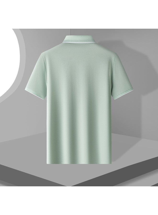 Fomoce summer Smooth Men's Polo Shirt Knit T-shirt With Collar - Image 5