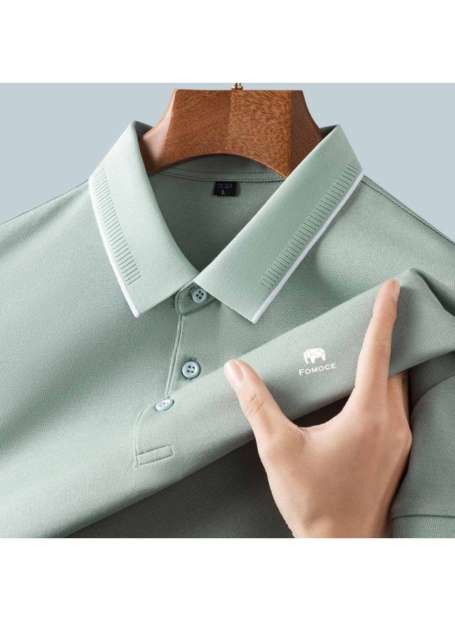 Fomoce summer Smooth Men's Polo Shirt Knit T-shirt With Collar - Image 3