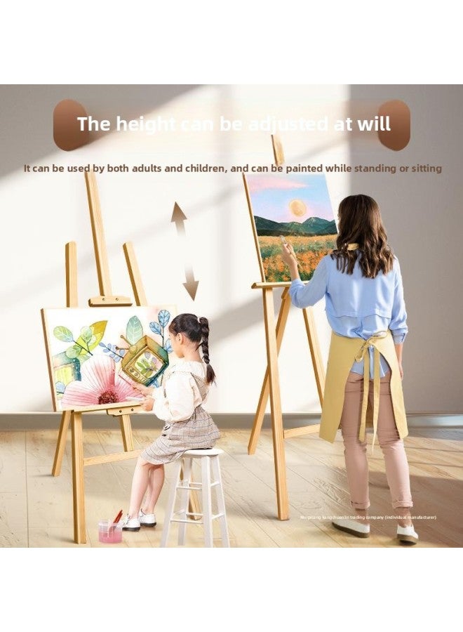حامل خشبي للرسم على شكل طالب لوحة رسم حامل عرض حامل 4k للأطفال رسم زيتي بألوان مائية مجموعة أدوات الرف-اللون: 1.5 متر [خشب الصنوبر الأصفر المستورد] نموذج جريء وسميك الأكثر مبيعًا.