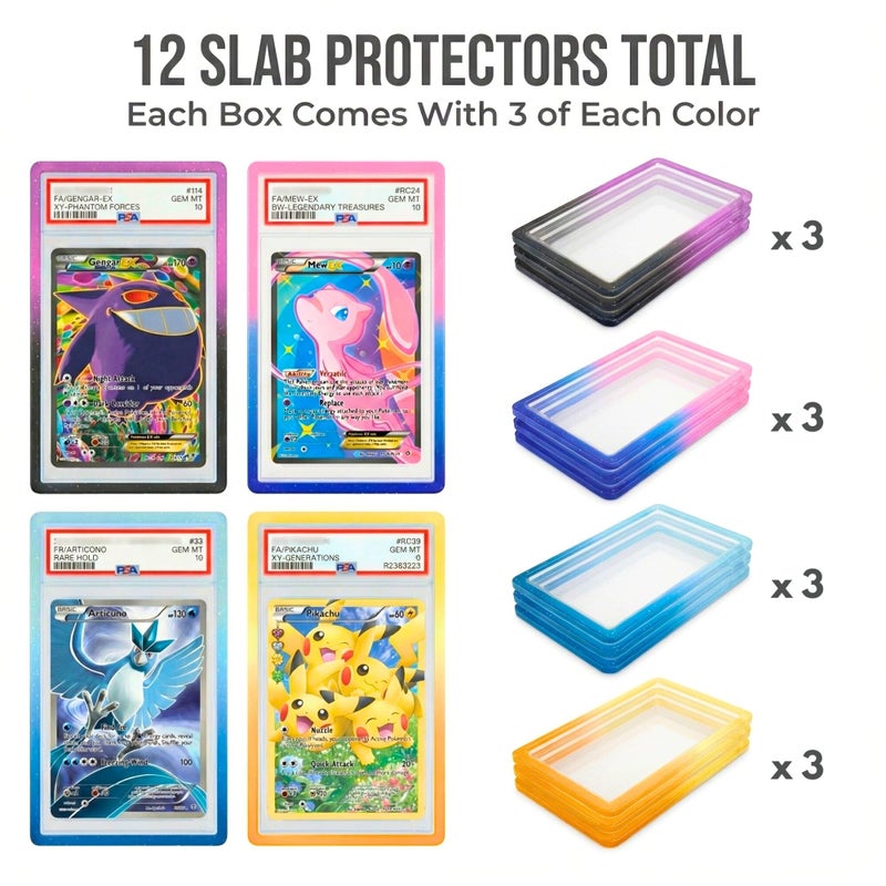 HOMEXPRO X PRO PSA Slab Protector - 12 Pack - Elemental Gradient Colors Included - Durable TPU Bumper Guards - Stackable PSA Slab Guards & Secure Graded Card Guard - Image 2