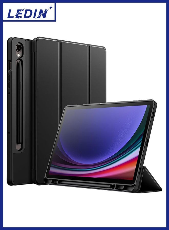 ليدين غطاء حماية من البوليمر اللين ثلاثي الطيات للجهاز لوحي Samsung Galaxy Tab A9 Plus بحجم 11 بوصة مع حامل لقلم S، يدعم شحن القلم، يعمل التحفيز التلقائي للنوم والاستيقاظ - Image 1