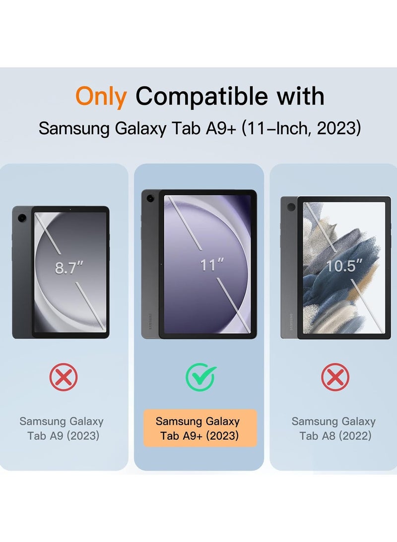 ليدين غطاء حماية من البوليمر اللين ثلاثي الطيات للجهاز لوحي Samsung Galaxy Tab A9 Plus بحجم 11 بوصة مع حامل لقلم S، يدعم شحن القلم، يعمل التحفيز التلقائي للنوم والاستيقاظ - Image 2