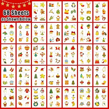 Leesgel Christmas Tattoos for Kids 408pcs Metallic Glitter Tattoo Stickers for Boys Girls Christmas Decorations Supplies Christmas Stocking Fillers Eve Box Sweets Party Bag Games Toys - Image 2