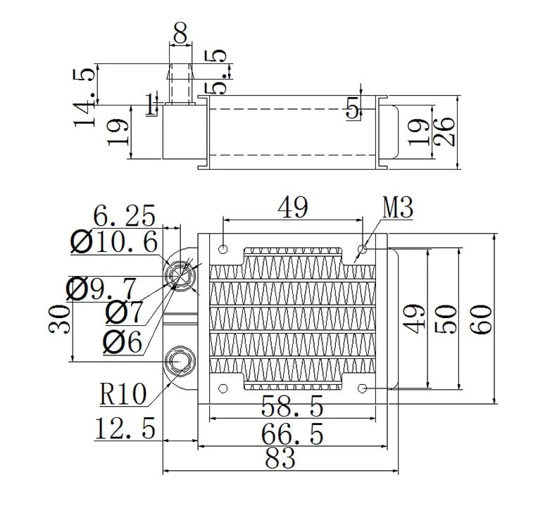 CentIoT - Radiator Water Cooler Tubes Heat Exchanger Aluminum Water Cooling CPU Heat Sink - For Gaming Computer and Peltier (60mm) - Image 2