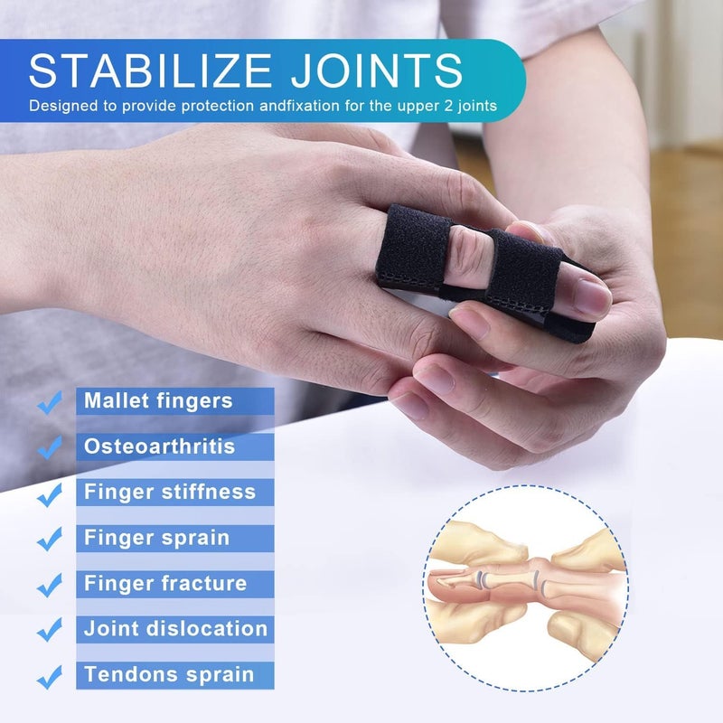 Sopito Finger Splint, 2pcs Finger Brace Support Stabilizer for Index, Middle, Ring Fingers Straightening Arthritis Knuckle Immobilization - Image 3
