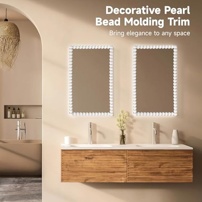 2 ROLLS PEEL AND STICK MOLDING TRIM WITH DOUBLE-SIDED TAPE, 9.8 FT X 0.6 IN PVC FLEXIBLE WALL TRIM WITH PEARL DESIGN, DIY DECORATIVE BEAD TRIM FOR HOME DECOR WALL FRAME, WHITE - Image 3