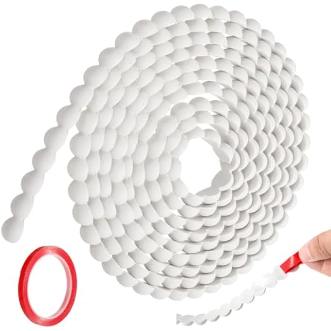 2 ROLLS PEEL AND STICK MOLDING TRIM WITH DOUBLE-SIDED TAPE, 9.8 FT X 0.6 IN PVC FLEXIBLE WALL TRIM WITH PEARL DESIGN, DIY DECORATIVE BEAD TRIM FOR HOME DECOR WALL FRAME, WHITE - Image 1