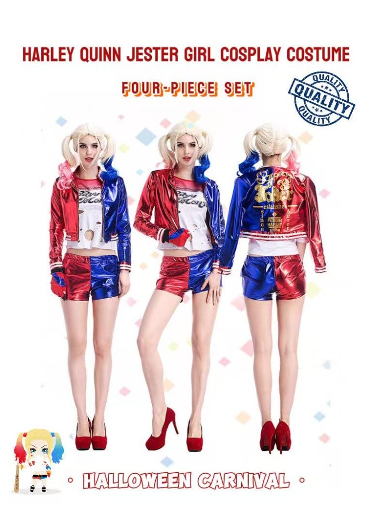 كرنفال هالوين · زي كوسبلاي فتاة هارلي كوين جيستر -Suicide Squad Anime Task Force زي أداء الحزب بنفس الأسلوب-الحجم: L (170-175) - Image 1