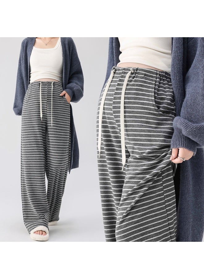 Striped drawstring loose-fitting maternity pants are perfect for everyday wear. - Image 4