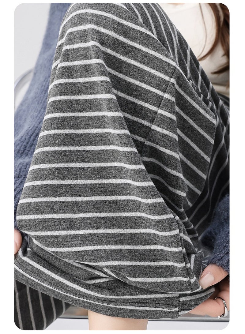 Striped drawstring loose-fitting maternity pants are perfect for everyday wear. - Image 2