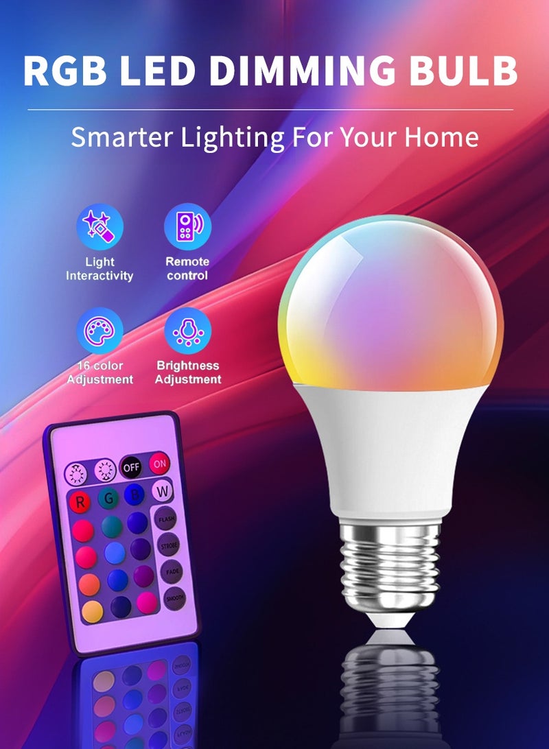 DPTER LED RGB Bulb E27 with Remote Control Color Adjustable Light, Multi Color Changing Dimmable, 2700K-6000K, 10W - Image 2