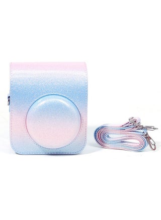 Protective Camera Case for Fujifilm Instax Mini 12 Instant Camera PU Leather Glitter Gradient Style Camera Bag with Shoulder Strap- Pink&Blue - pzsku/Z6B7158F0684CF2553F09Z/45/_/1732023252/f91aeab8-2270-4757-9c64-79e5cea81609