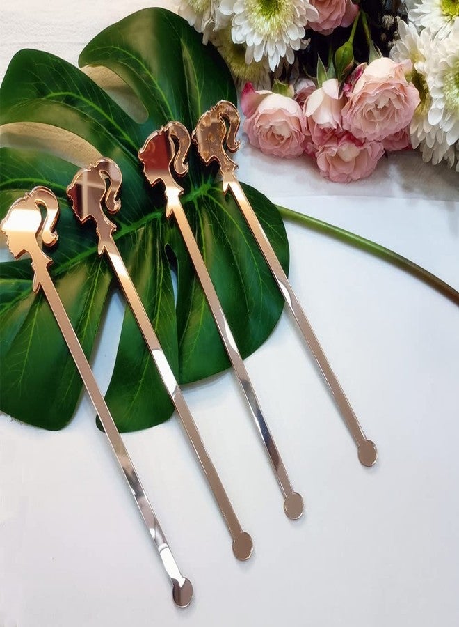 XIAOYUE Set of 20 Acrylic Drink Stirrer,Girl Cocktail Drink Swizzle Stick for Luxury Wedding, Bar Party and Event Decor (Rose Gold Mirror) - Image 1