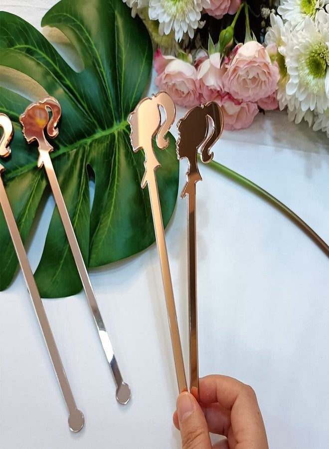 XIAOYUE Set of 20 Acrylic Drink Stirrer,Girl Cocktail Drink Swizzle Stick for Luxury Wedding, Bar Party and Event Decor (Rose Gold Mirror) - Image 4