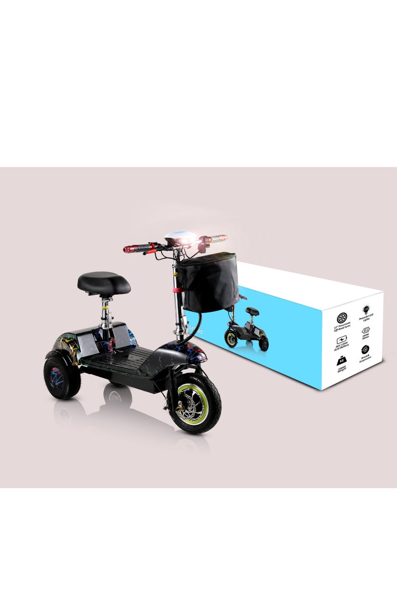 مايتويز سكوتر كهربائي للبالغين بثلاث عجلات Mt640، محرك بدون فرشاة، 350 واط، أقصى سرعة 35 كم/ساعة، إطار أمامي بثلاث سرعات، 12 بوصة، إشارات انعطاف خلفية وامضة، سكوتر للتنقل، بطارية 36 فولت 12 أمبير/ساعة - Image 5