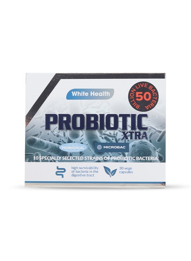 White Health Probiotic Xtra – High-Potency Gut Health & Digestive Support | 50 Billion CFU | 30 Vege Capsules  - Image 1