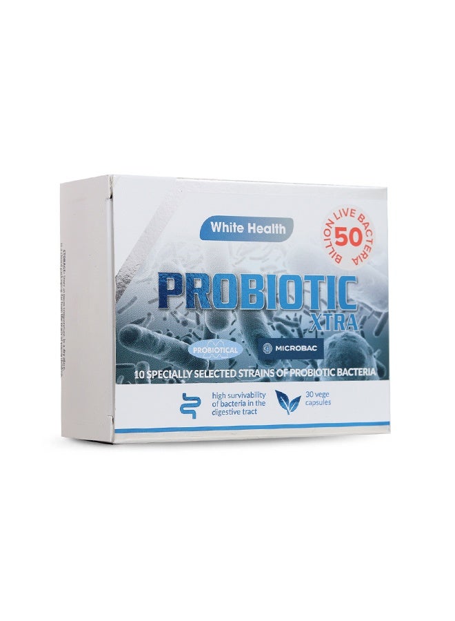 White Health Probiotic Xtra – High-Potency Gut Health & Digestive Support | 50 Billion CFU | 30 Vege Capsules  - Image 3