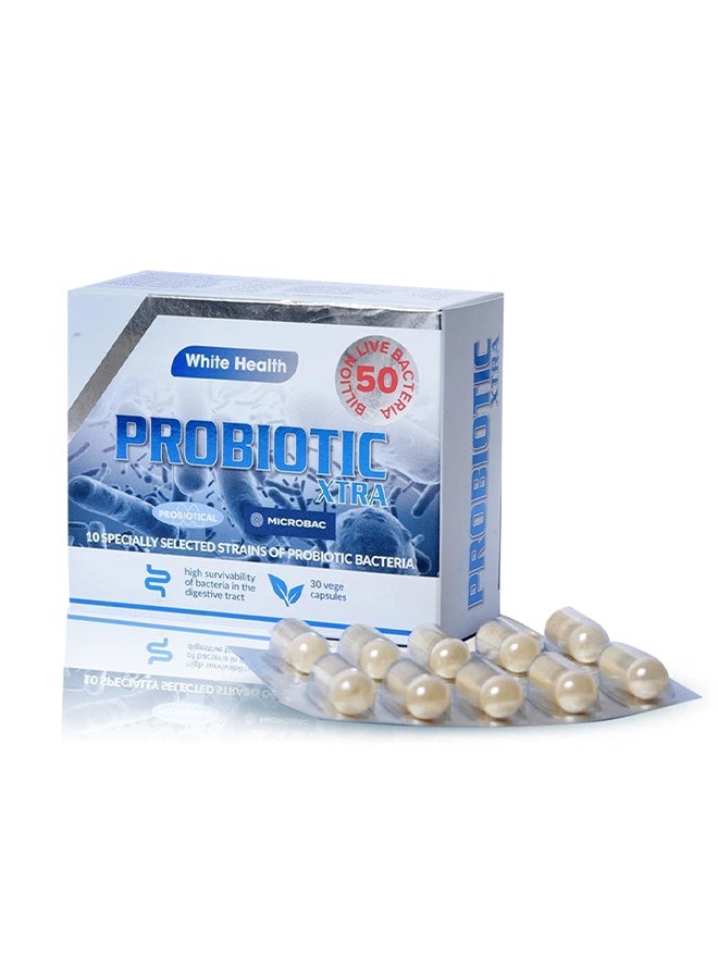 White Health Probiotic Xtra – High-Potency Gut Health & Digestive Support | 50 Billion CFU | 30 Vege Capsules  - Image 2