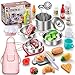 Shimirth 37PCS Pretend Play Kitchen Accessories Kids Kitchen Playset Stainless Steel Play Pots and Pans Sets for Kids Apron Chef Hat Cooking Utensils Play Food Kitchen Toys Gift for Boys Girls - Image 2