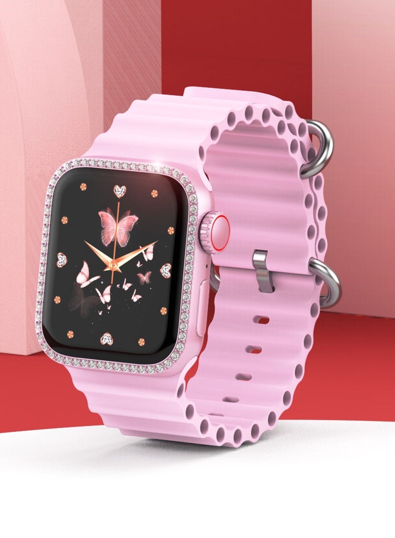 موديو ساعة Modio MW19 Mini الذكية مع شاشة عرض 36 ملم و4 أزواج من الأشرطة وقلادة وسوار مصممة للنساء باللون الوردي - Image 4