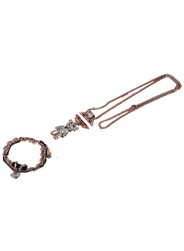 موديو ساعة Modio MW19 Mini الذكية مع شاشة عرض 36 ملم و4 أزواج من الأشرطة وقلادة وسوار مصممة للنساء باللون الوردي - Image 5