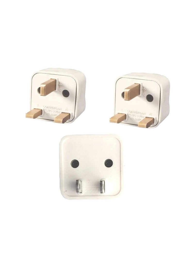 Wroughton Wroughton UK Type Flat 3 Pin and 2 Pin UK USA Universal Traveller Conversion Plug Socket Worldwide Adapter Convert UKUSEUAU to India Power Adaptor Pack of 3  - Image 1