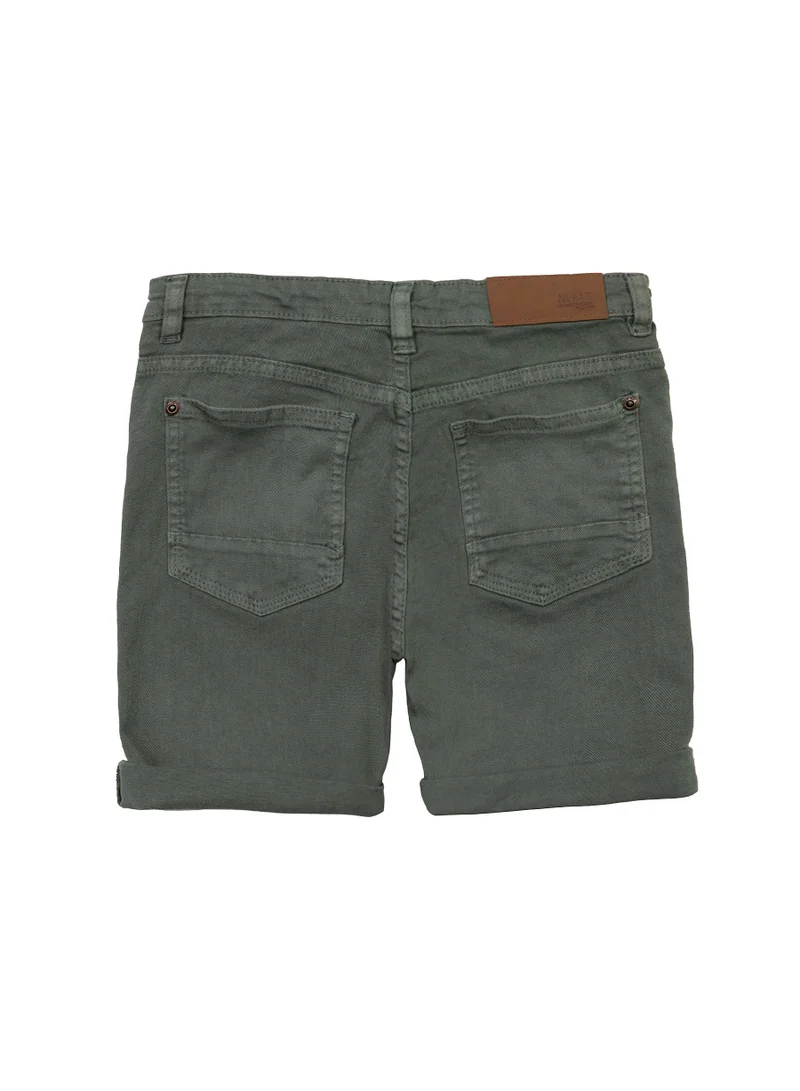 MINOTI Teen Boys Twill Shorts with Rolled Hems and Pockets