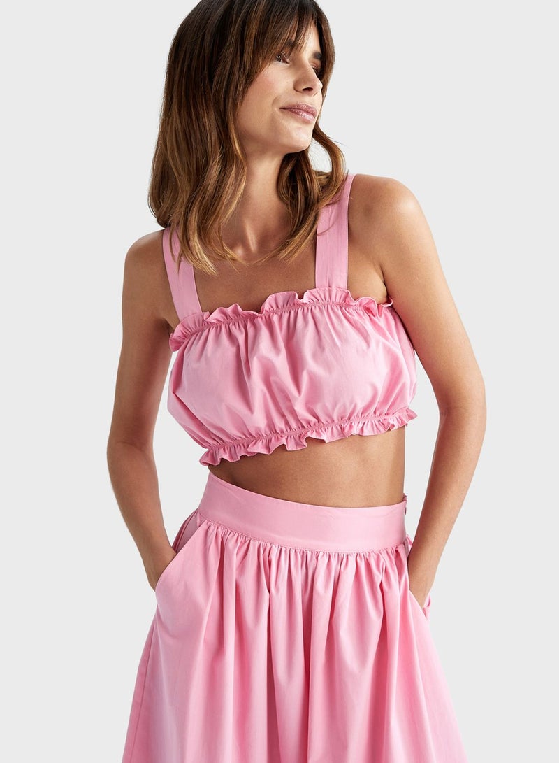 DeFacto Cropped Fit 100% Cotton Sleeveles Blouse - Image 1