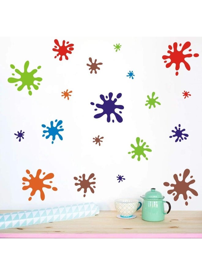 TOARTi Multicolor Paint Wall Decal (112pcs), Splatter and Splotches Wall Sticker for Classroom Decoration, Primary Color Paint Splash Room Decor Ink Splotch Wall Stickers - Image 4